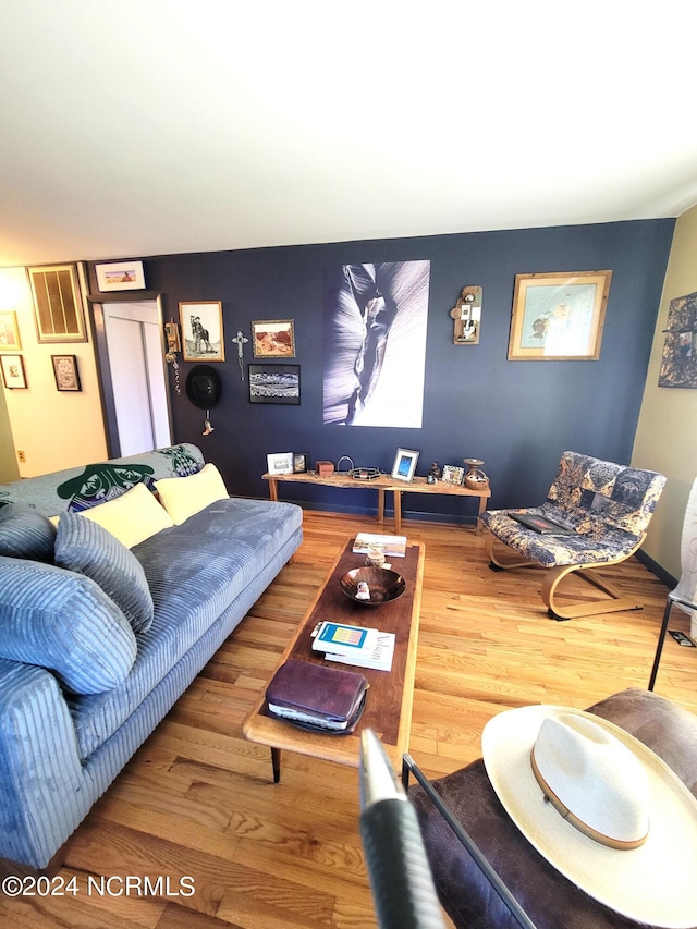 living room with hardwood / wood-style flooring