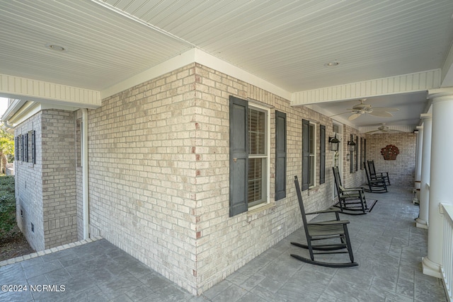 view of patio / terrace featuring ceiling fan