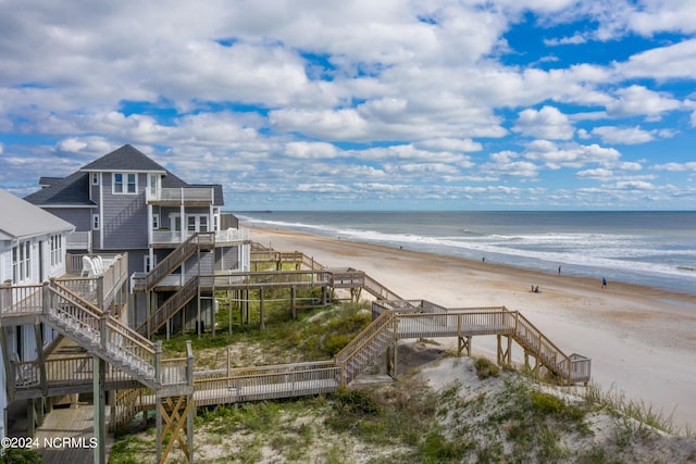 property view of water with a beach view