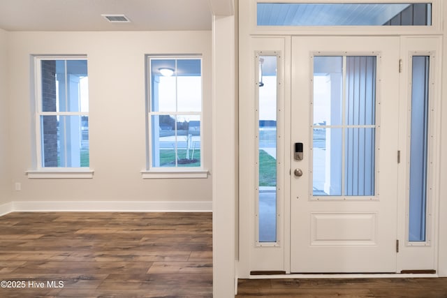 foyer with dark wood-type flooring