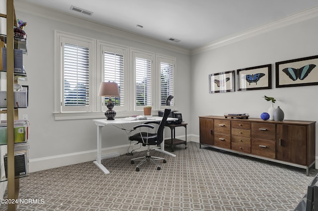 office featuring ornamental molding