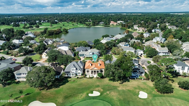 bird's eye view featuring a water view