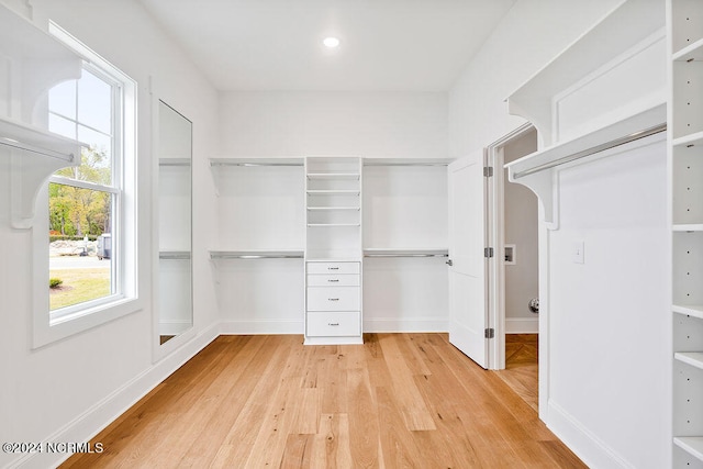 walk in closet featuring light wood-type flooring