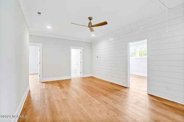 unfurnished room with ceiling fan and light hardwood / wood-style floors