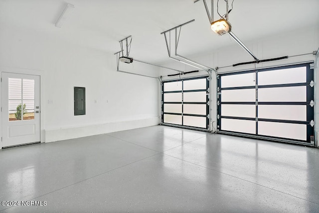 garage with a garage door opener