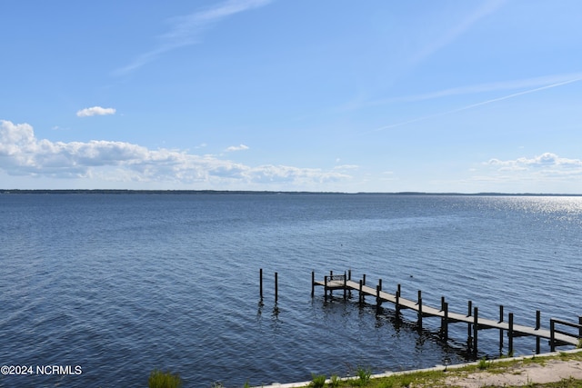 dock area featuring a water view