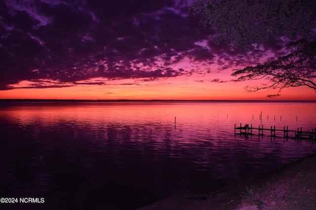 water view with a boat dock