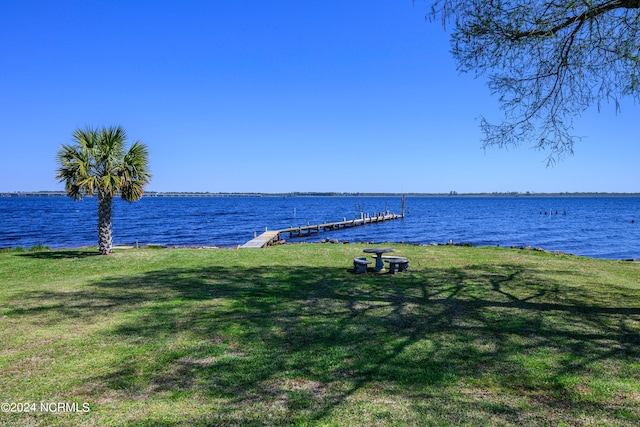 property view of water featuring a dock