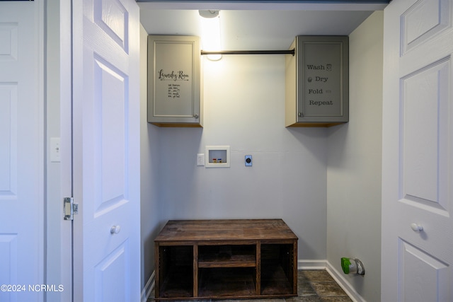 washroom with washer hookup, tile flooring, and hookup for an electric dryer