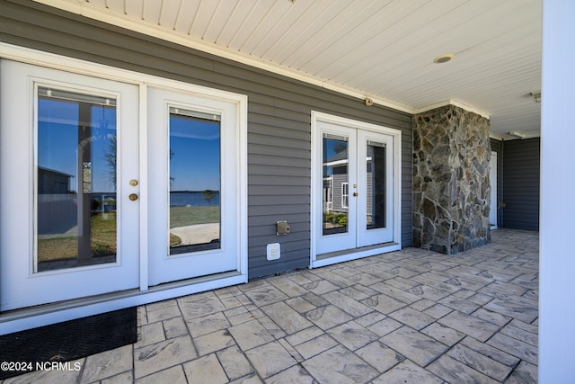 view of terrace featuring french doors