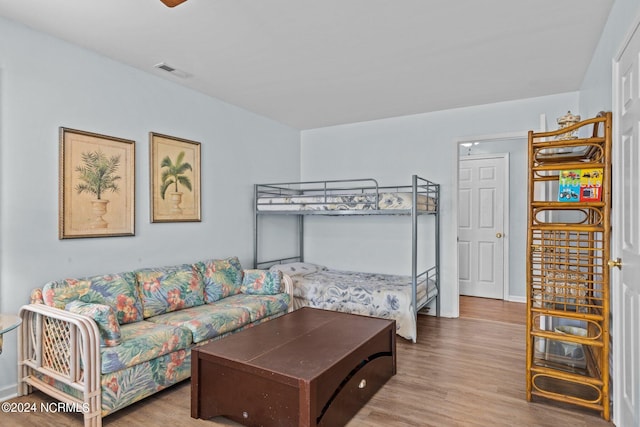 bedroom with light hardwood / wood-style flooring