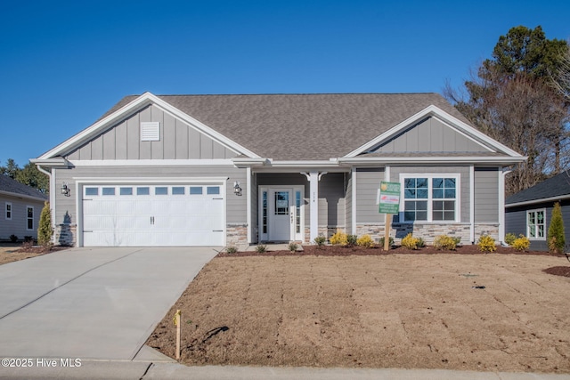 craftsman inspired home featuring a garage