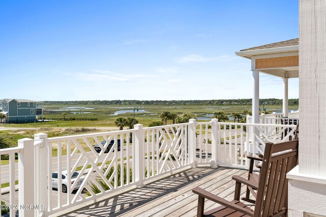 deck with a water view