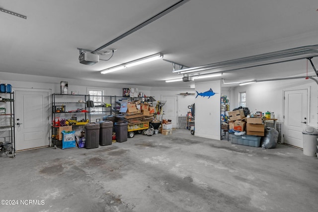 garage with a garage door opener