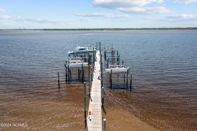 dock area featuring a water view