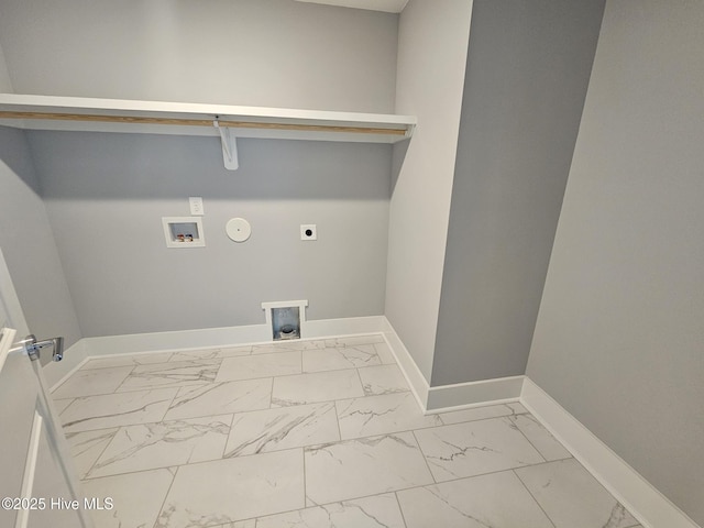 laundry area featuring gas dryer hookup, hookup for an electric dryer, and hookup for a washing machine