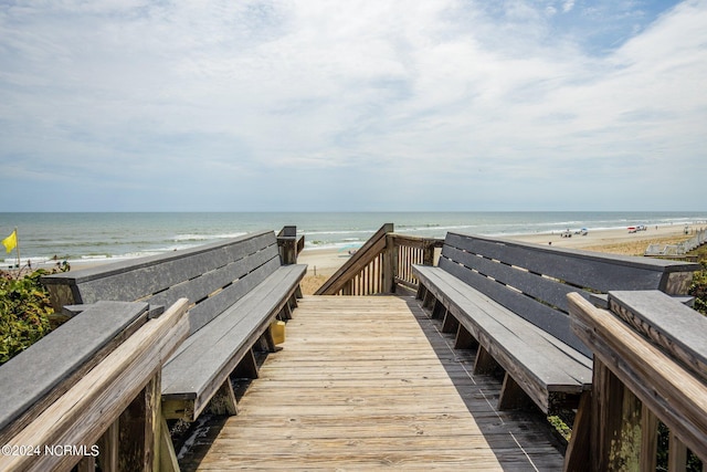 view of community featuring a view of the beach and a water view