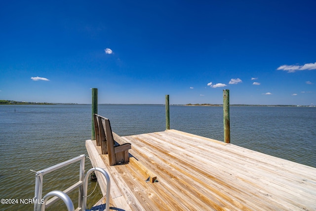 view of dock featuring a water view