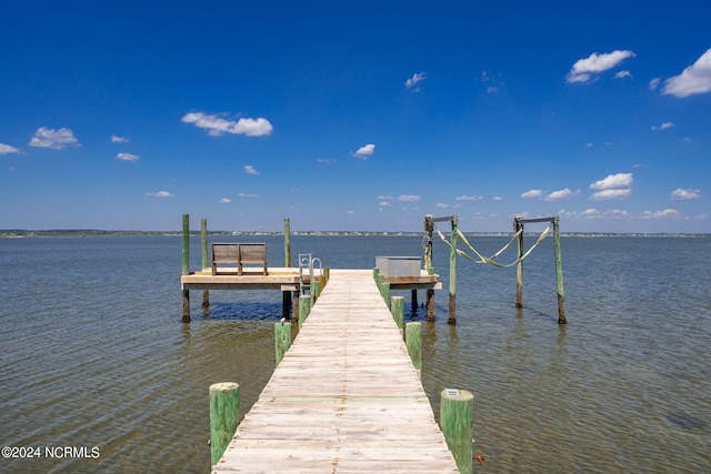 view of dock featuring a water view