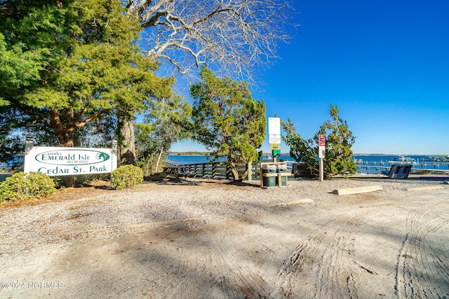 exterior space featuring a water view