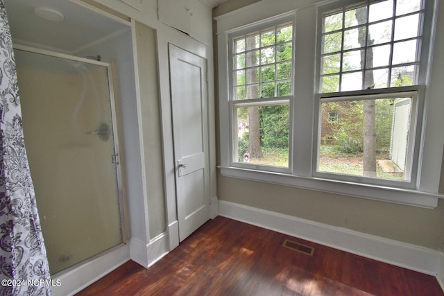 interior space featuring a wealth of natural light and dark hardwood / wood-style floors