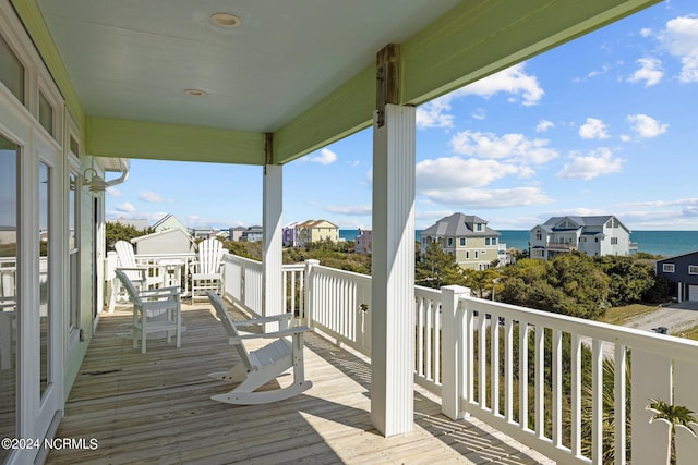 deck with a water view