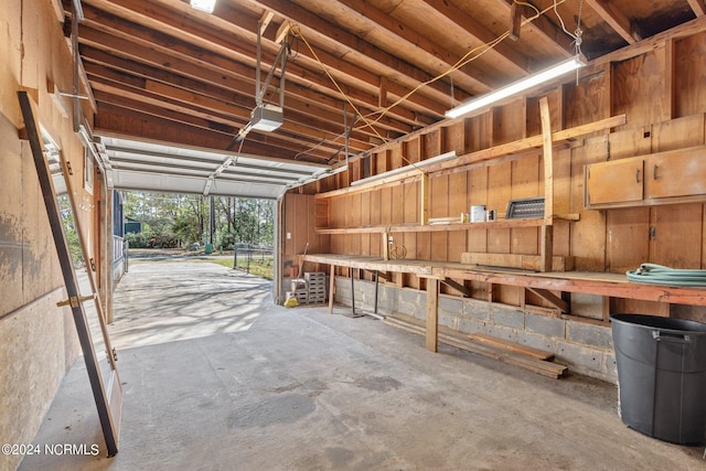 garage with a garage door opener