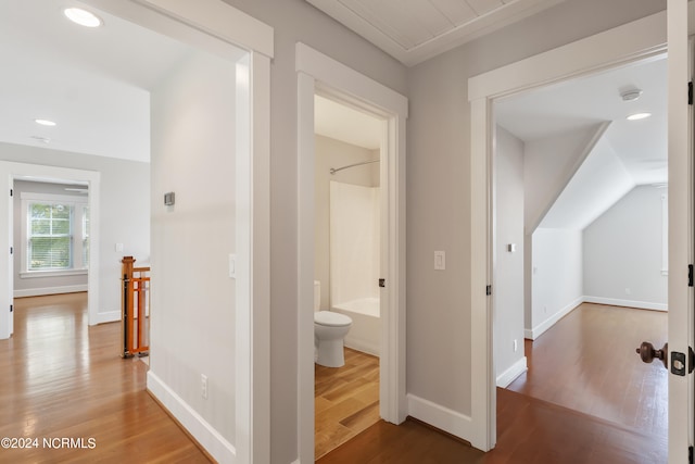 corridor featuring wood-type flooring