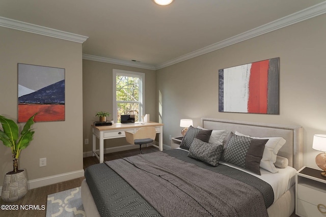 bedroom with ornamental molding