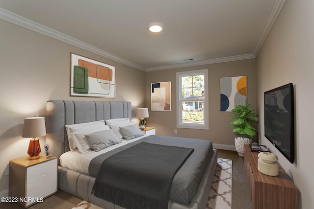 bedroom featuring ornamental molding