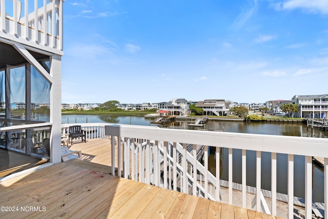 view of dock featuring a water view