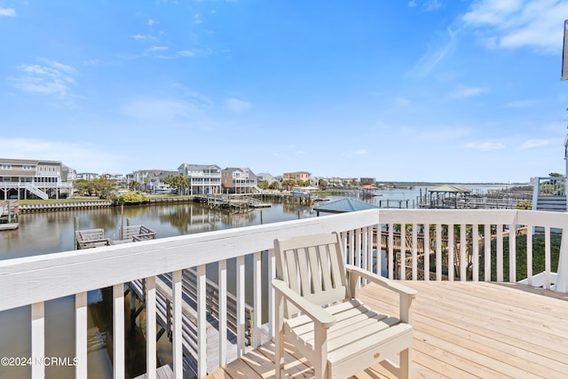 view of dock featuring a water view