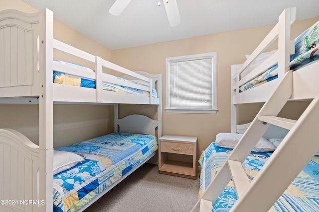 bedroom featuring carpet and ceiling fan