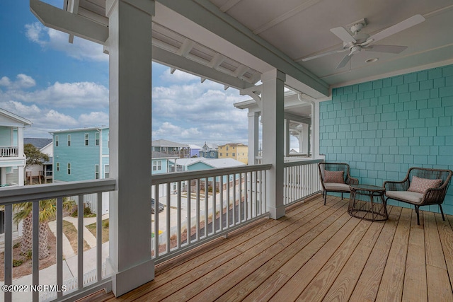 deck featuring ceiling fan