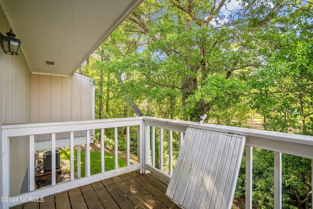 wooden terrace with central air condition unit