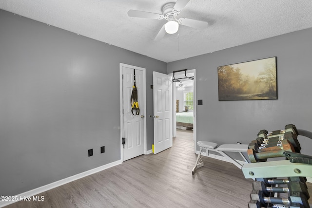 167 Dockside Dr, Jacksonville, NC 28546 - office space featuring ceiling fan, a textured ceiling, wood finished floors, and baseboards