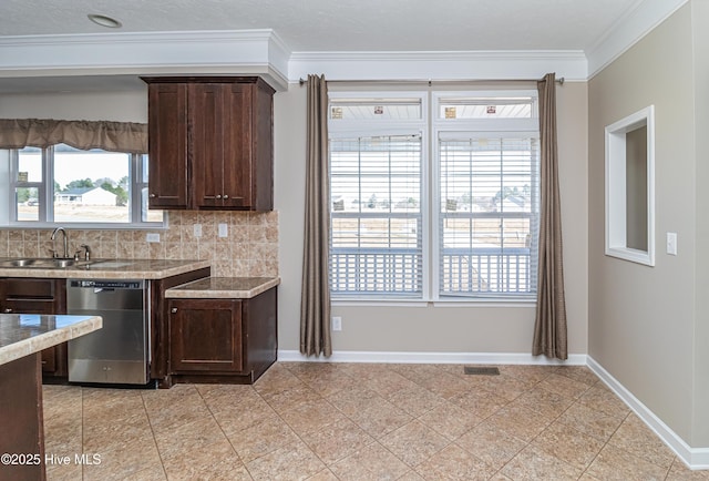 kitchen with a healthy amount of sunlight, sink, and stainless steel dishwasher