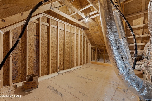 view of unfinished attic