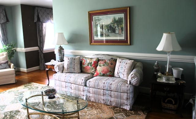 living room with wood-type flooring