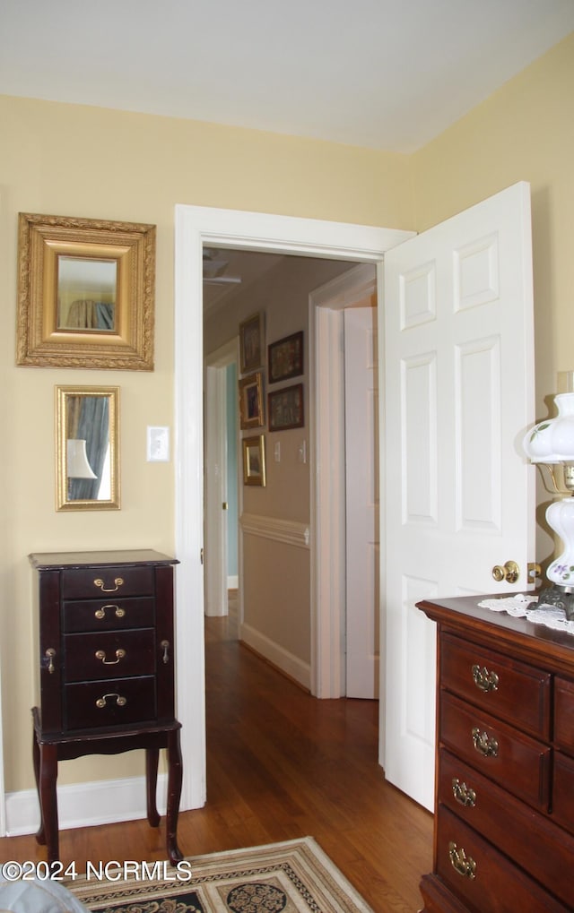 interior space with dark hardwood / wood-style flooring