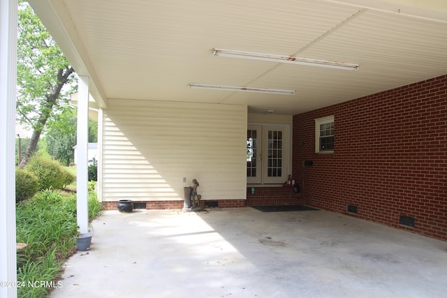 view of patio featuring french doors