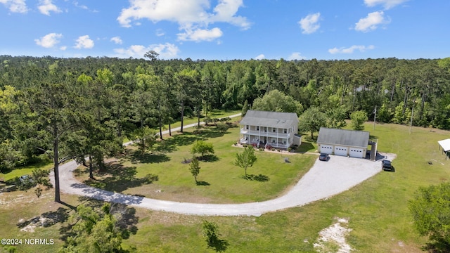 bird's eye view with a view of trees