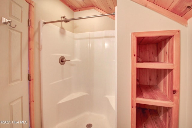 135 Vashti Dr, Morehead City, NC 28557 - full bath featuring a shower and wooden ceiling