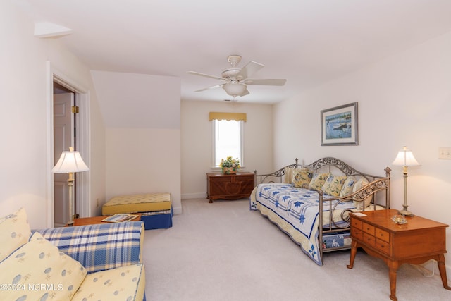 bedroom with carpet flooring and ceiling fan