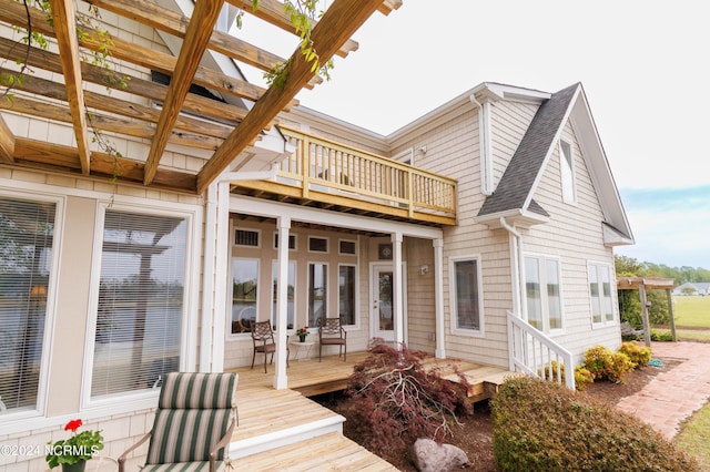 deck with a pergola