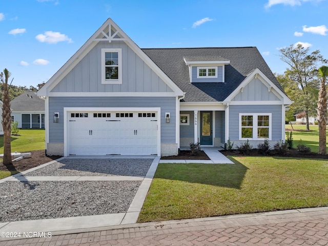 craftsman inspired home with a front yard