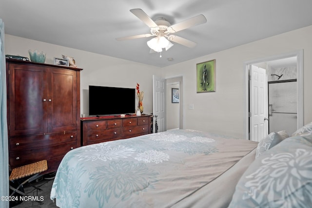 bedroom featuring ceiling fan