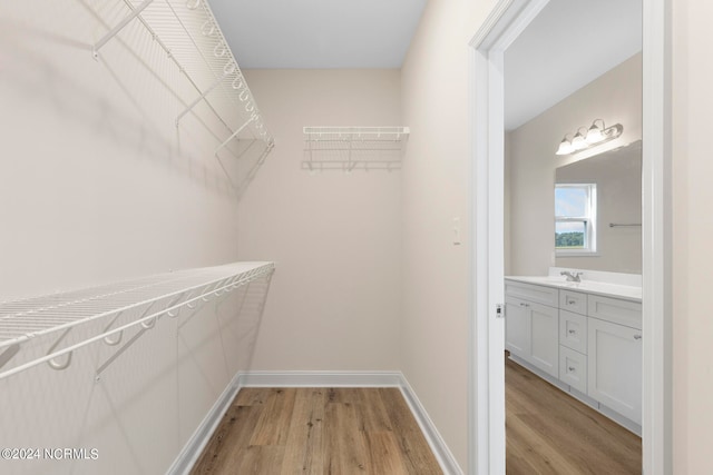 walk in closet featuring light wood-type flooring