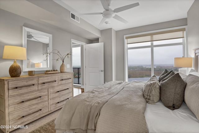 bedroom featuring ceiling fan