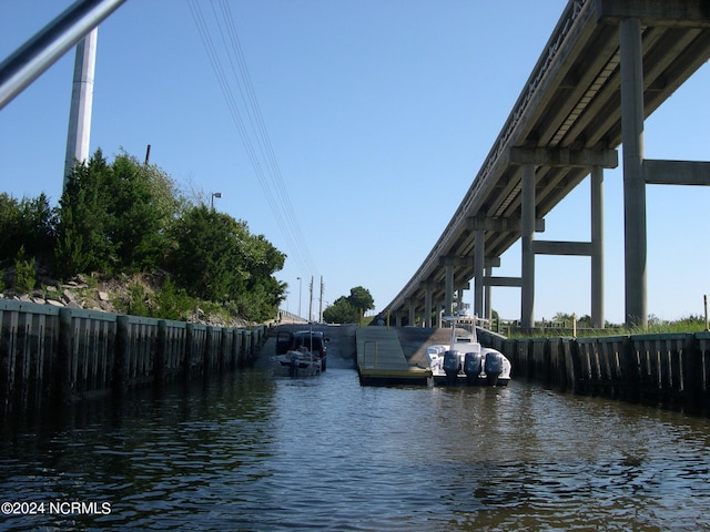 property view of water with a boat dock